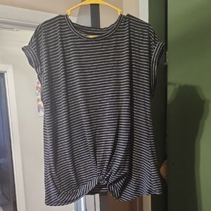 Maurices Black and White Striped Short Sleeve Top